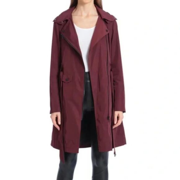 AVEC LES FILLES Moto Water Resistant Long Jacket Maroon *NO BELT* XS - Picture 1 of 5